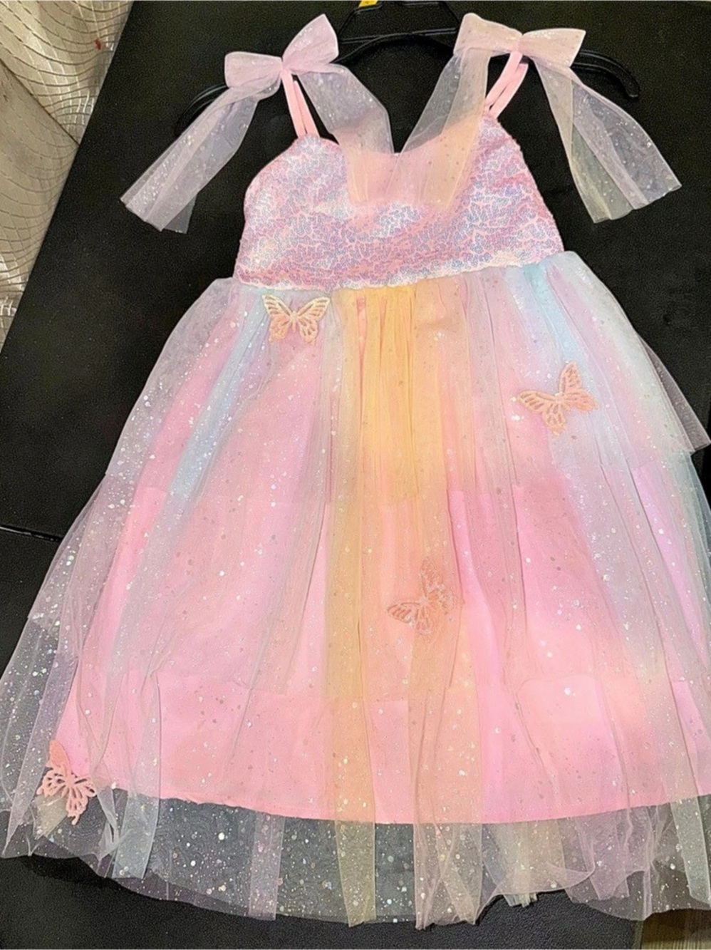 Girls Rainbow Tulle Party Dress Like New